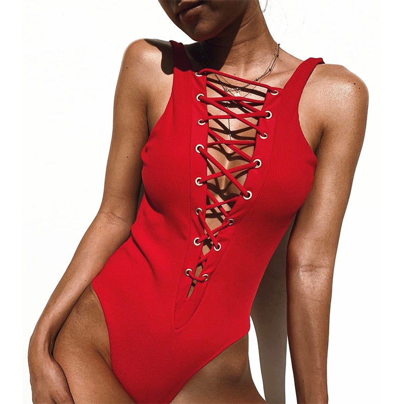 Sexy Lace Up Swimwear - deem-gaze.com