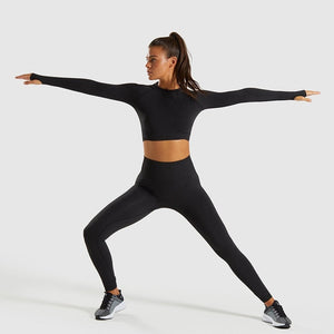 Crop Top Leggings Gym Suit - deem-gaze.com