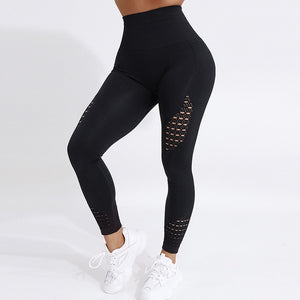 High Waist Hollow Casual Leggings - deem-gaze.com