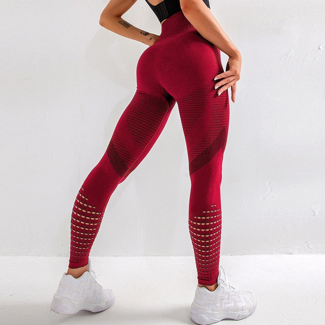 High Waist Hollow Casual Leggings - deem-gaze.com