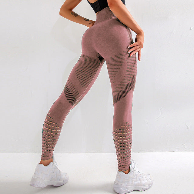 High Waist Hollow Casual Leggings - deem-gaze.com