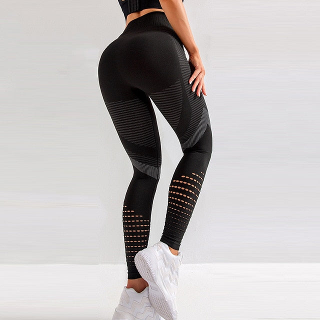 High Waist Hollow Casual Leggings - deem-gaze.com