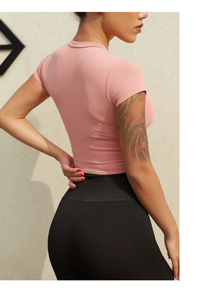 Short Sleeve Gym Cropped Top - deem-gaze.com