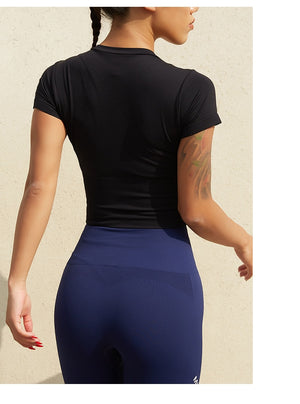 Short Sleeve Gym Cropped Top - deem-gaze.com